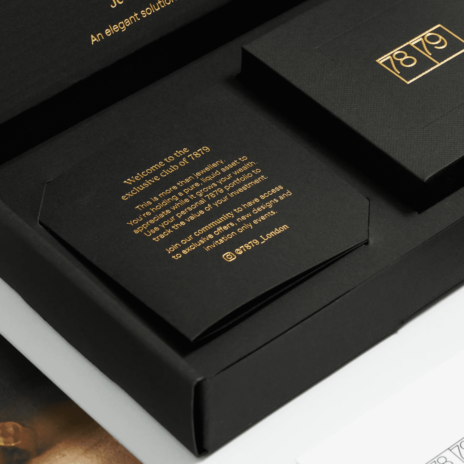 Welcome card with gold foil print