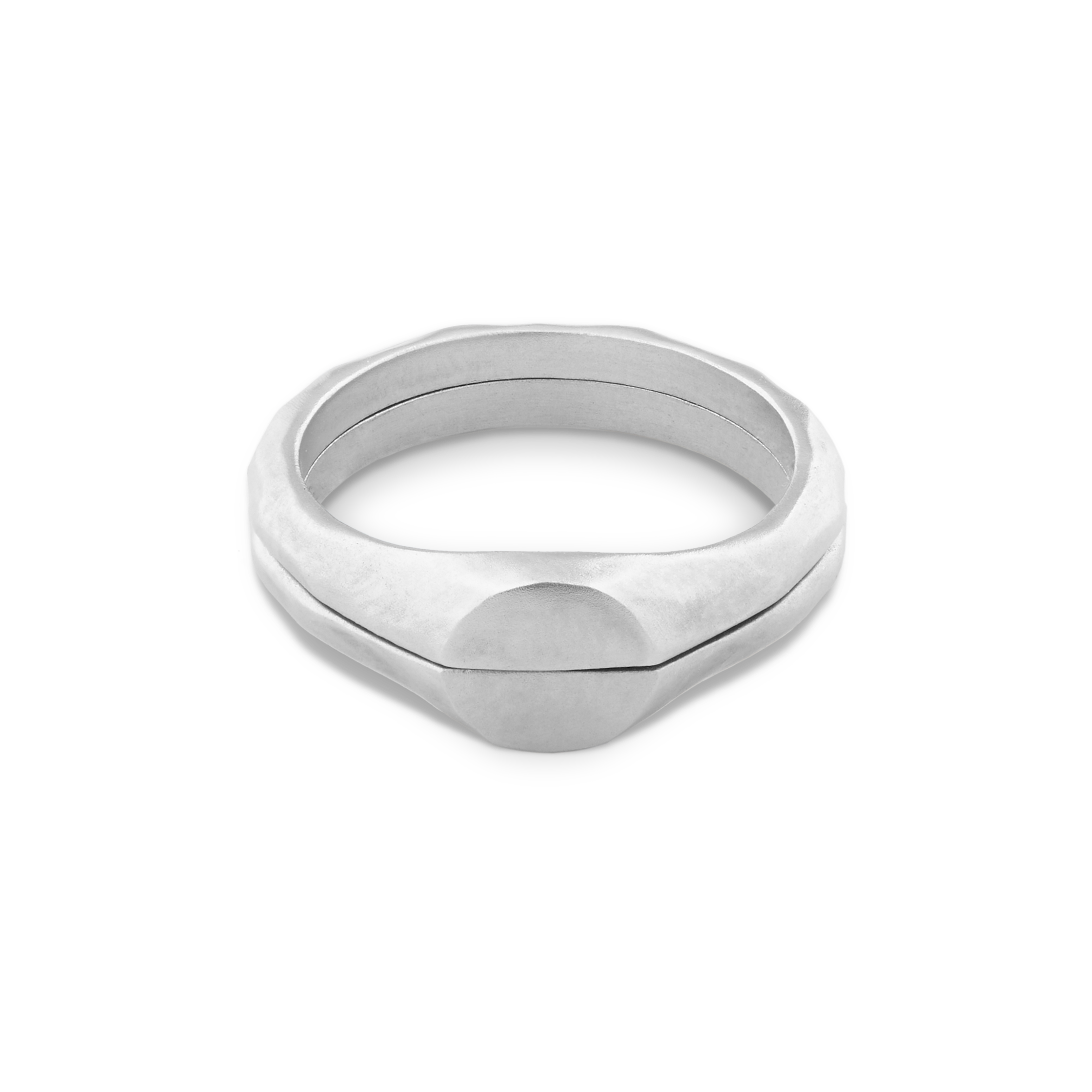 Shop Platinum Rings Liquid Metal Signet Ring Set