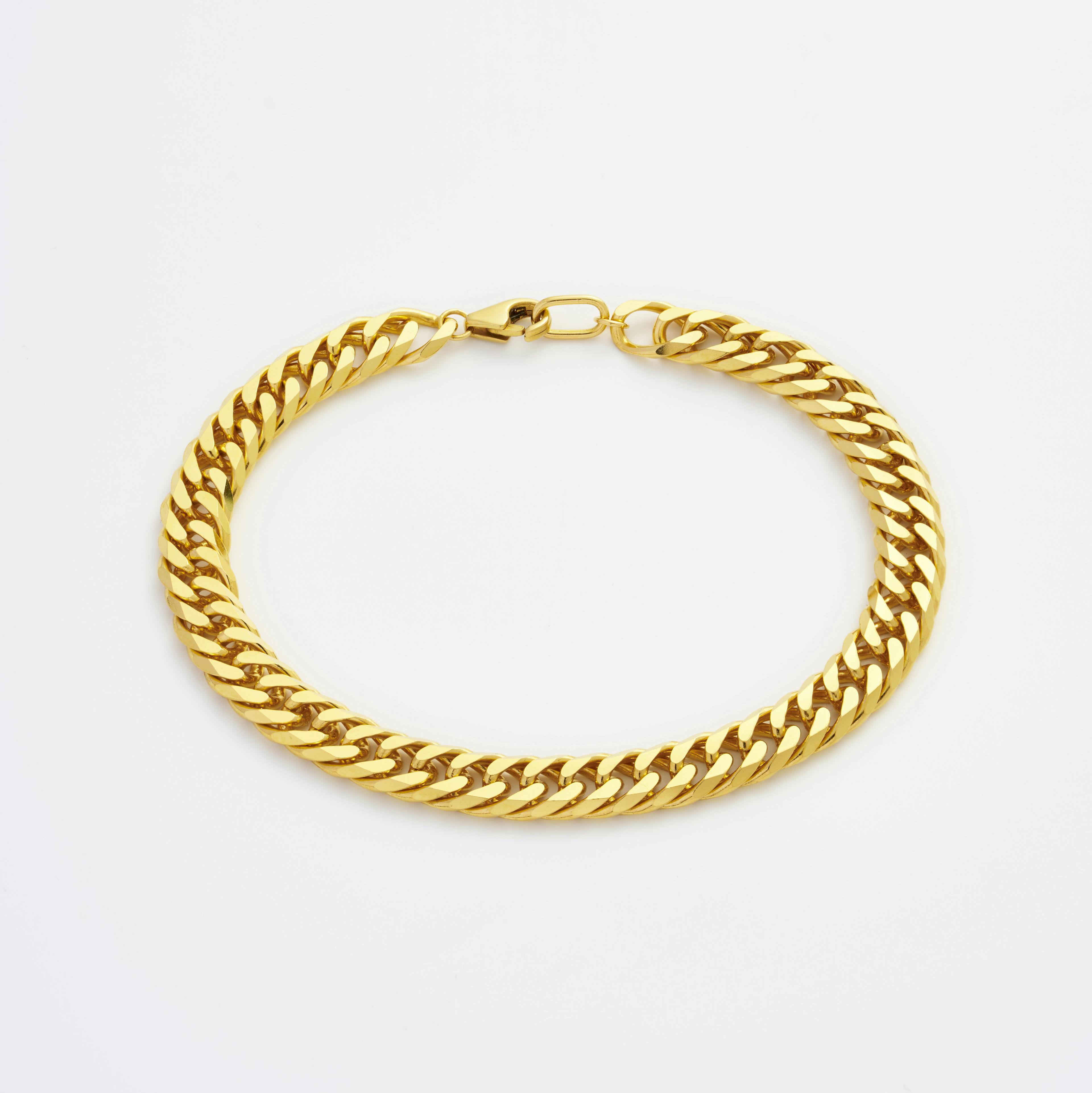 Shop Gold Bracelet Chains Statement Diamond Cut Double Curb Chain Bracelet