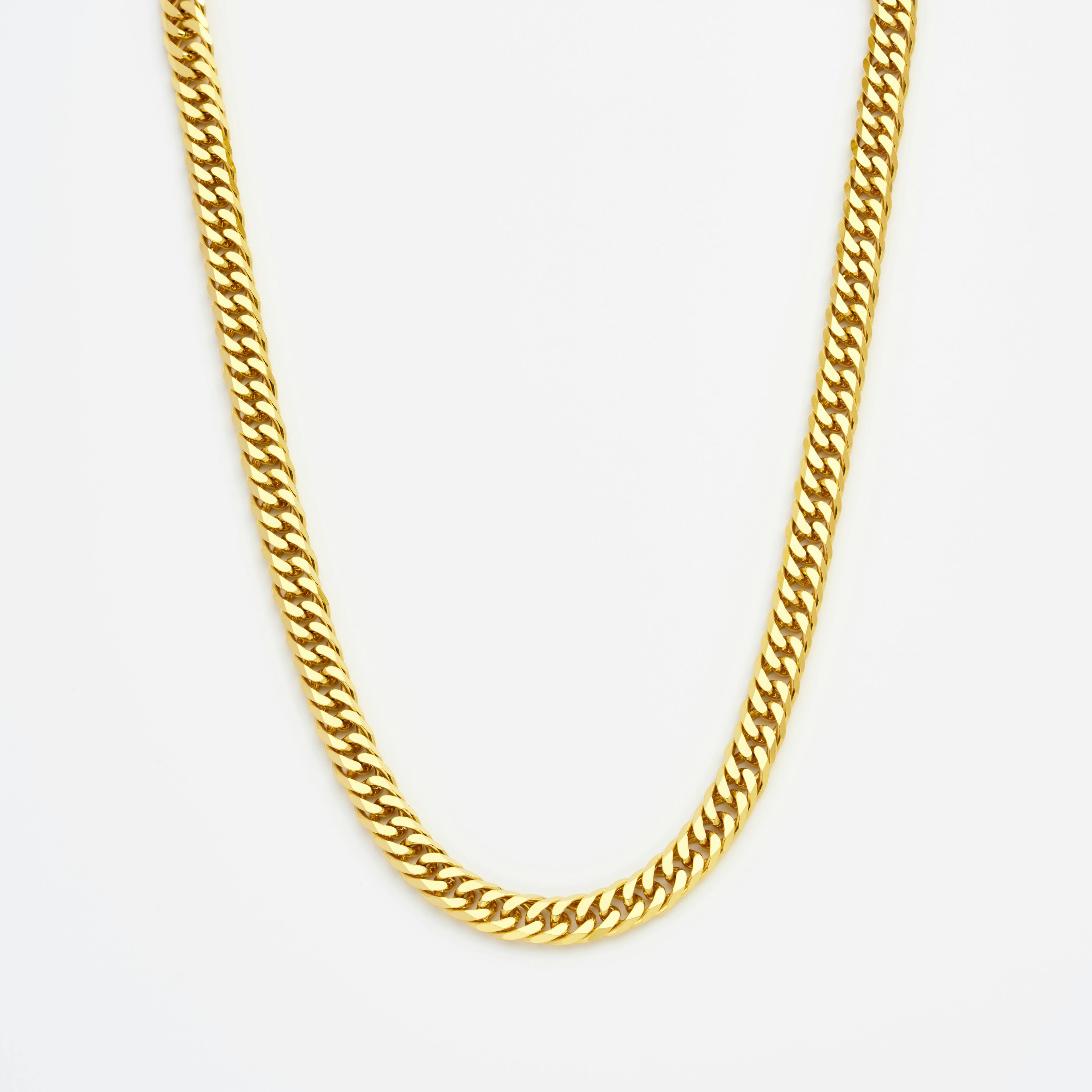 Shop Gold Necklace Chains Statement Diamond Cut Double Curb Chain Necklace