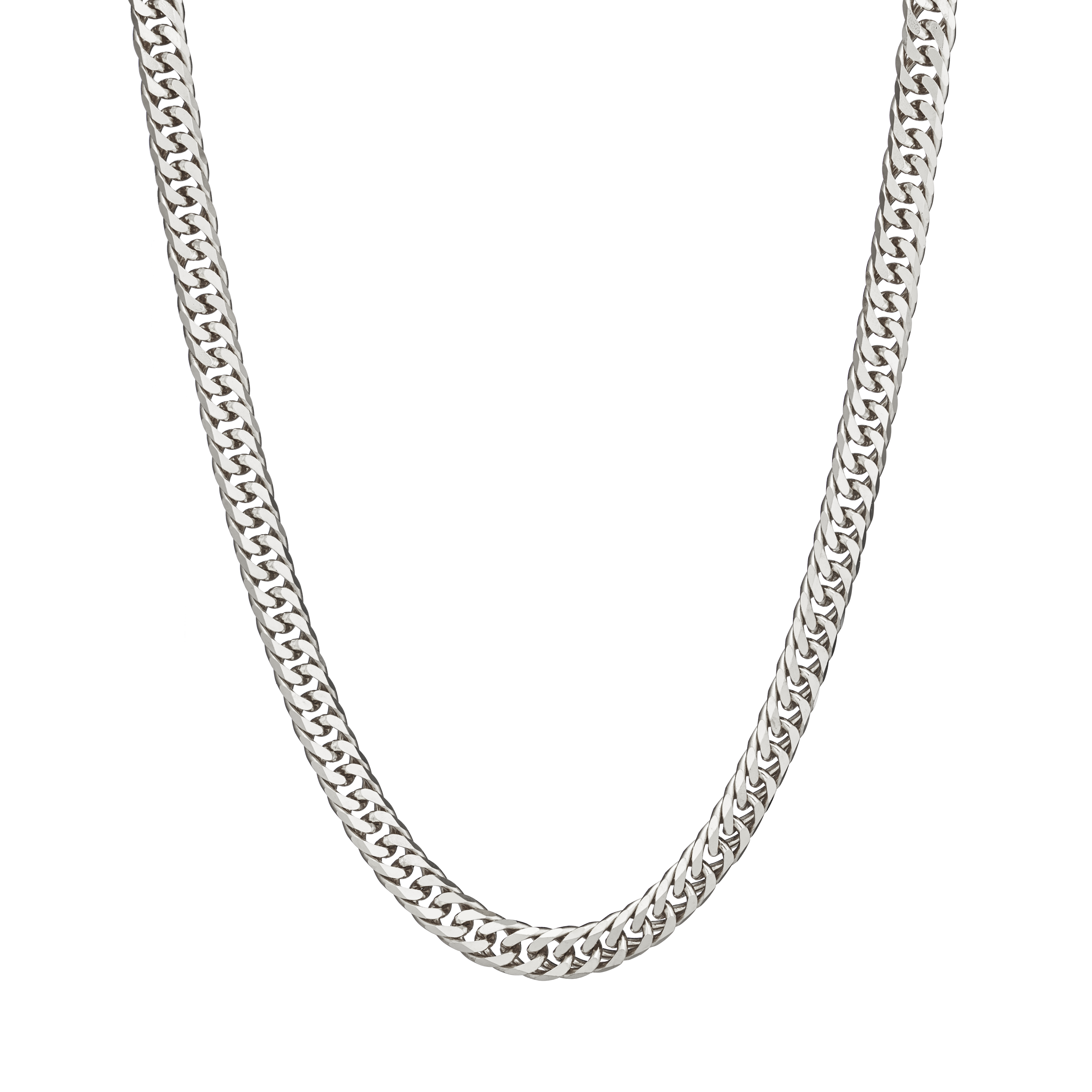 Shop Platinum Necklace Chains Diamond Cut Double Curb Chain Necklace