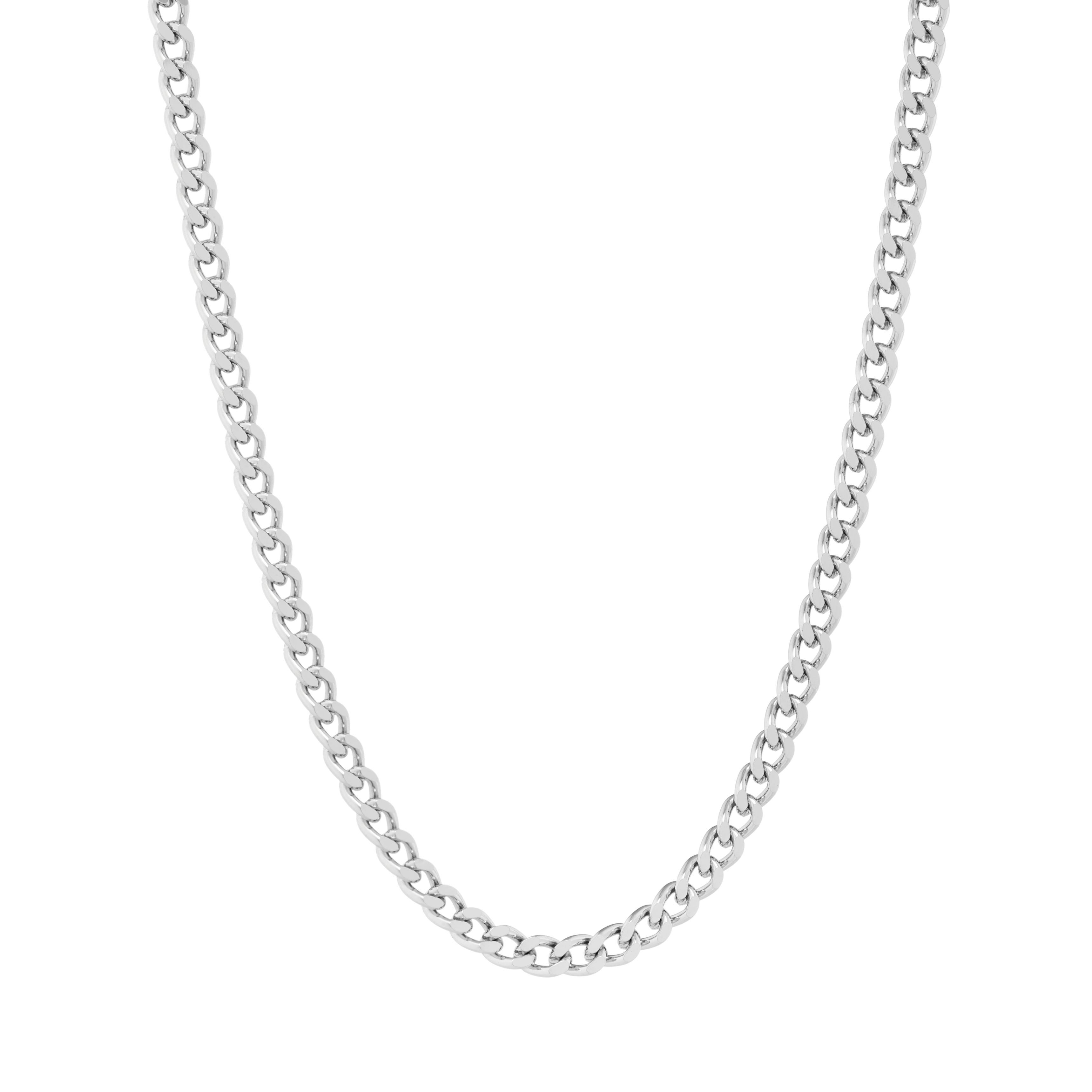 Diamond Cut Curb Chain Necklace Platinum