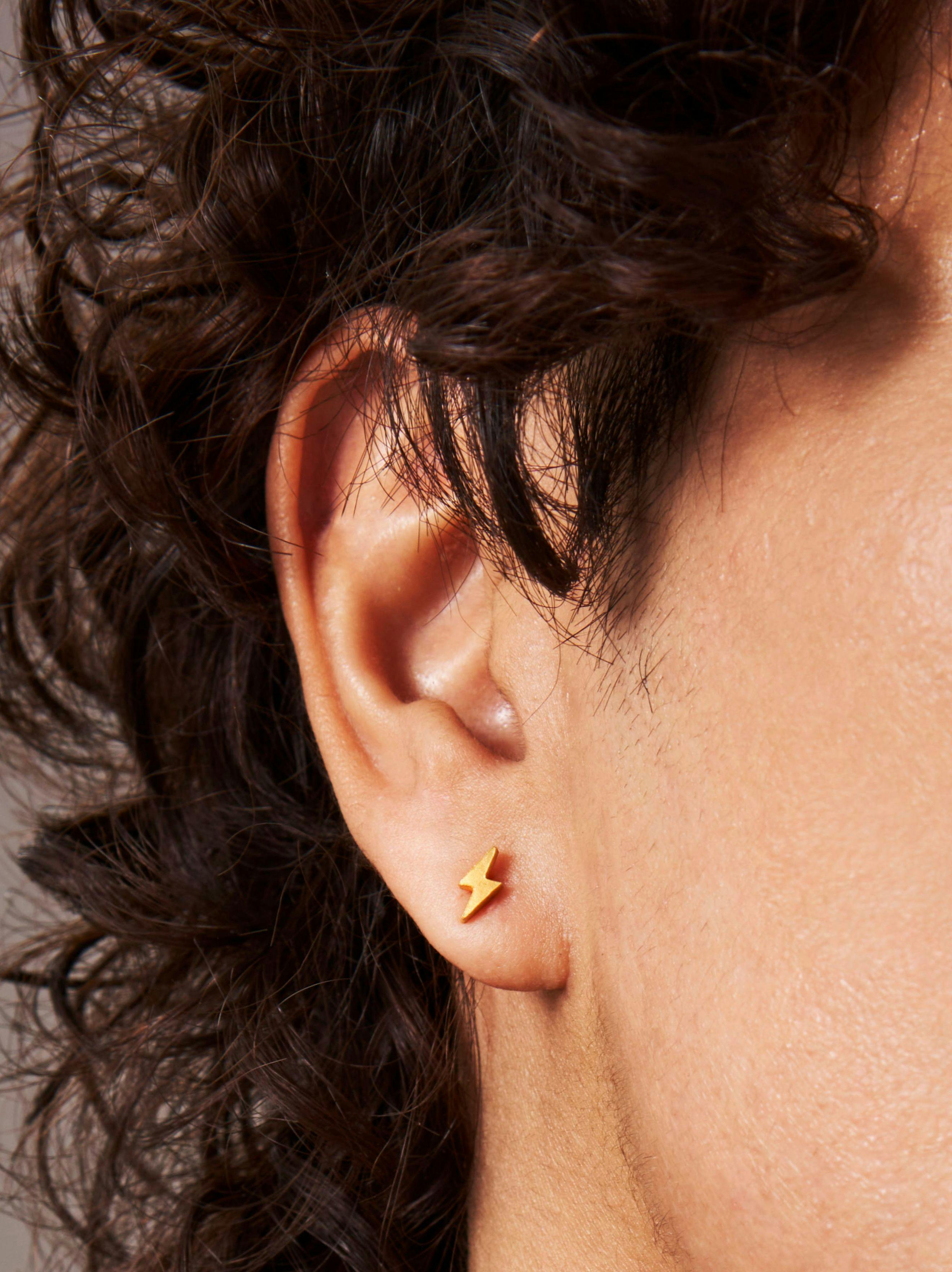 Model image - platinum Stud Earrings